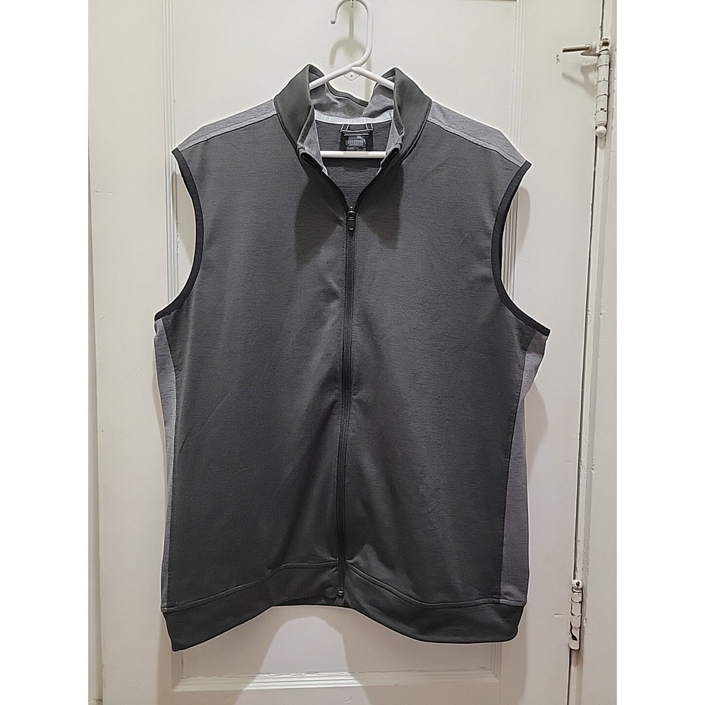MENS PUMA GOLF CLOUD SPUN T7 VEST SIZE L BLACK GRAY  #599130 01 EUC